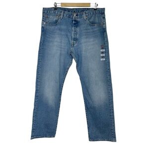 Levi's 501 Original Fit Stretch Blue Wash Straight Leg Button Fly Jeans 38 X30